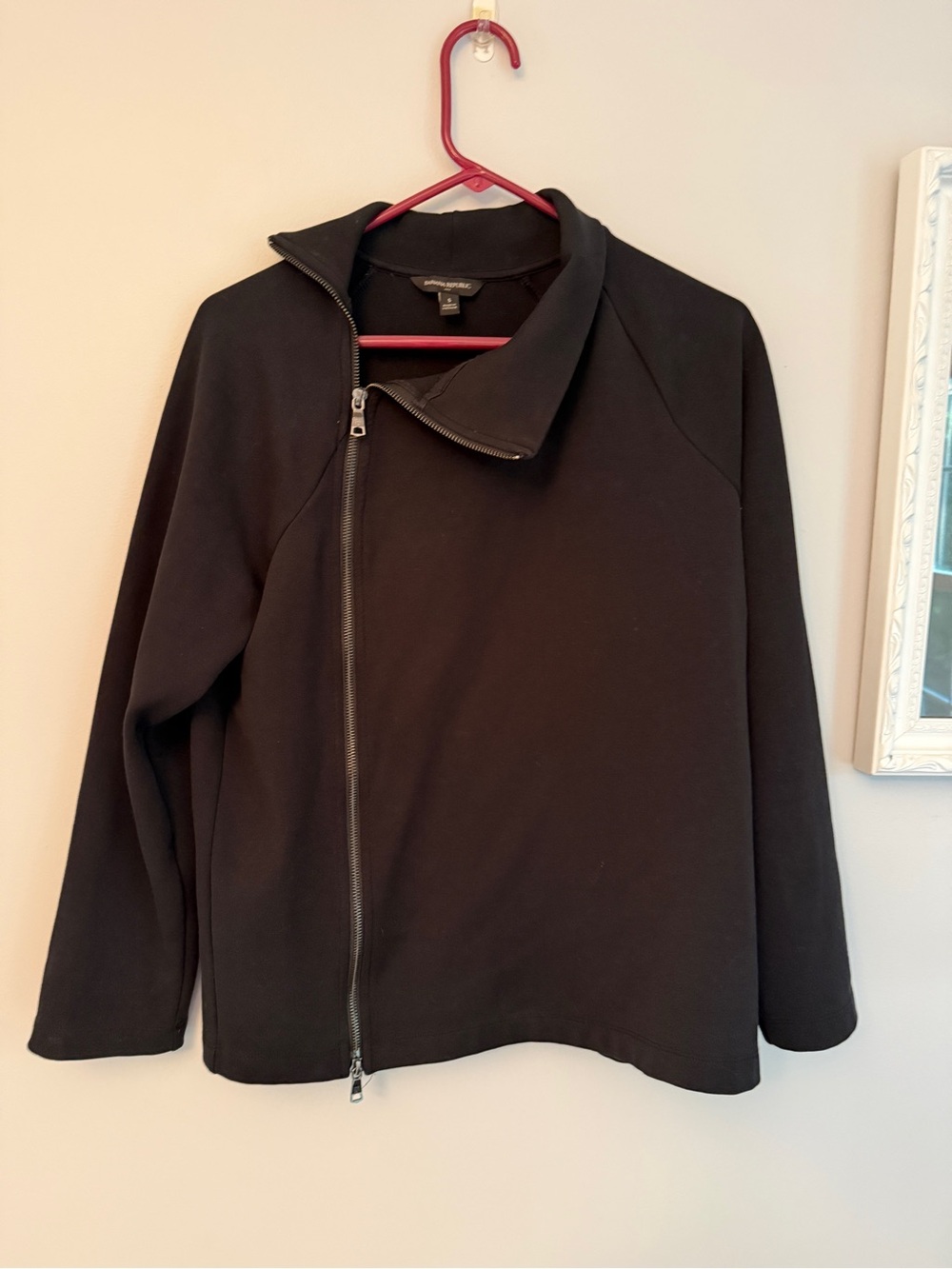 Banana Republic Double Zip Moto Jacket Black Ponte S